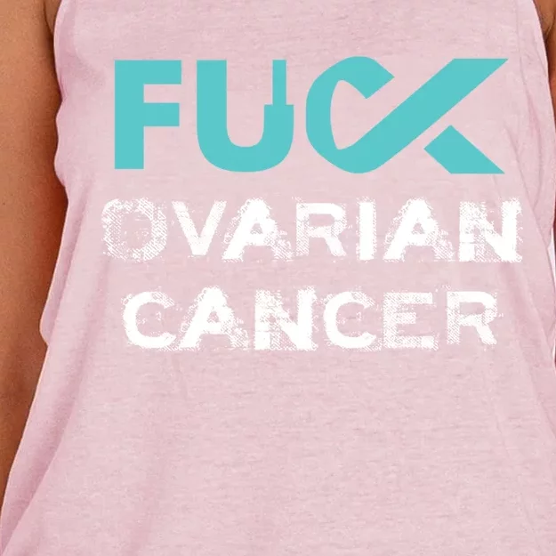 Fuck Ovarian Cancer Awareness Gift Women's Knotted Racerback Tank