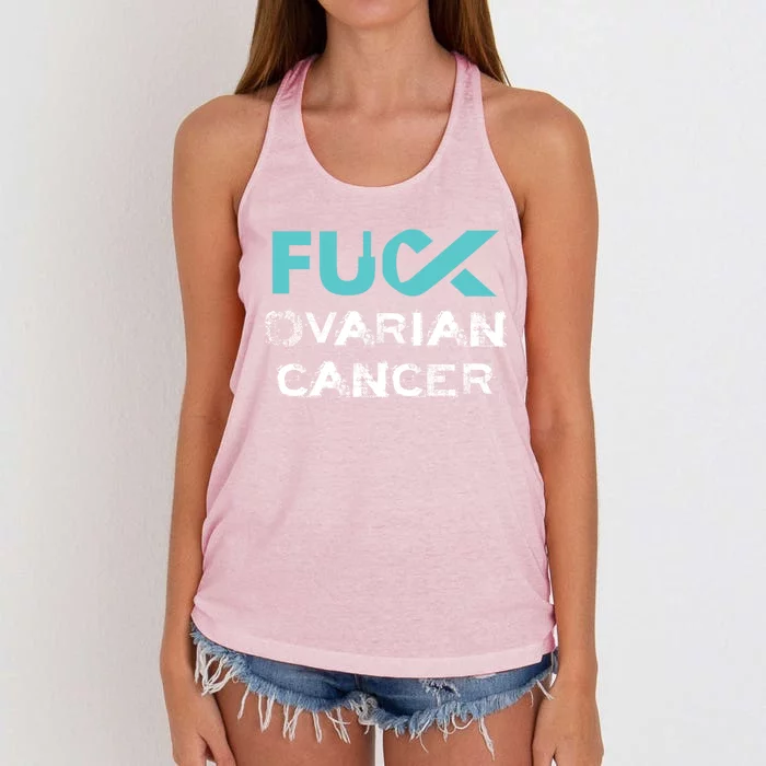 Fuck Ovarian Cancer Awareness Gift Women's Knotted Racerback Tank