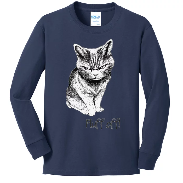 Fluff Off Cat Funny Cat Kitten Kids Long Sleeve Shirt