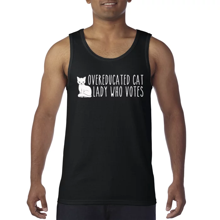 Funny Overeducated Cat Lady Who Votes For Kamala Harris 2024 Tank Top