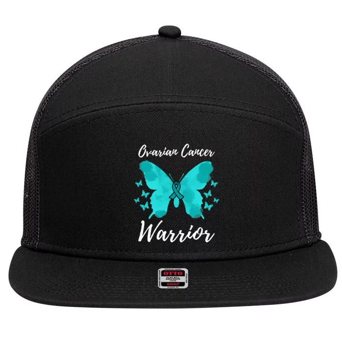 Funny Ovarian Cancer Warrior Ovarian Cancer Awareness 7 Panel Mesh Trucker Snapback Hat