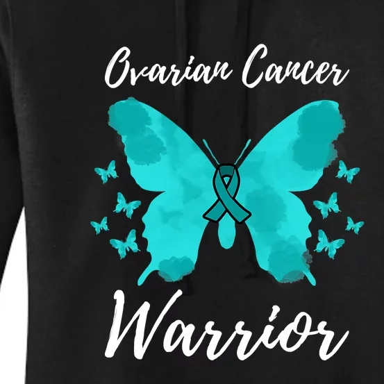 Funny Ovarian Cancer Warrior Ovarian Cancer Awareness Women's Pullover Hoodie