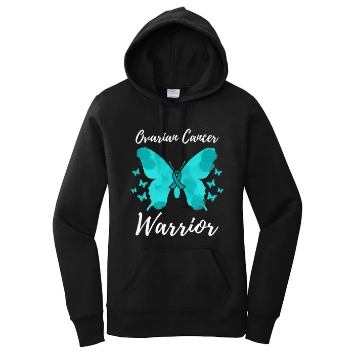 Funny Ovarian Cancer Warrior Ovarian Cancer Awareness Women's Pullover Hoodie