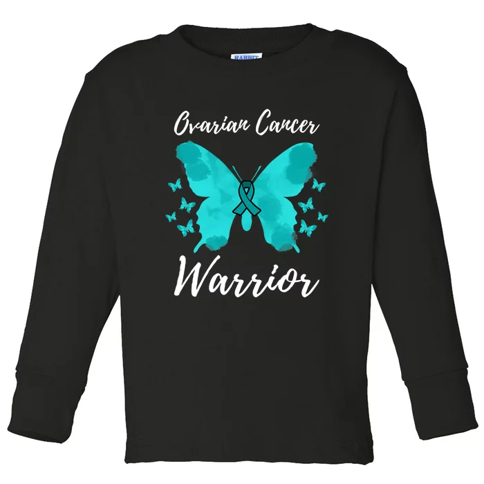 Funny Ovarian Cancer Warrior Ovarian Cancer Awareness Toddler Long Sleeve Shirt