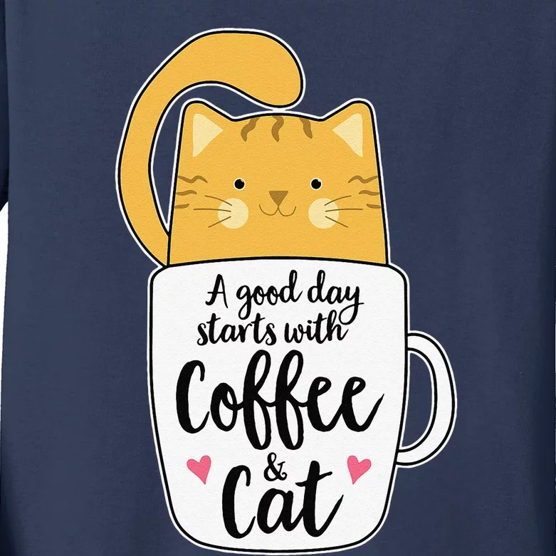 Funny Orange Cat Coffee Mug Cat Lover Kids Long Sleeve Shirt