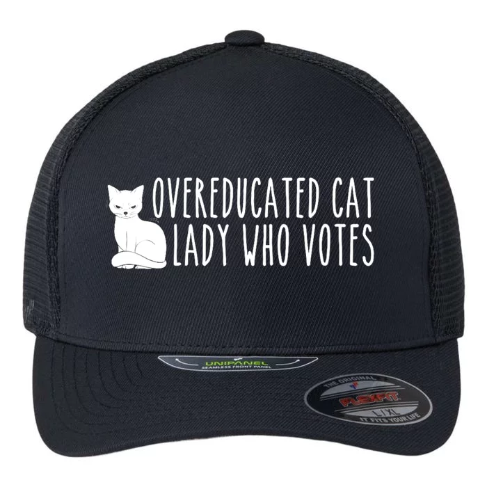 Funny Overeducated Cat Lady Who Votes For Kamala Harris 2024 Flexfit Unipanel Trucker Cap