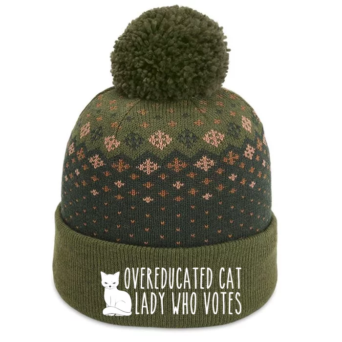 Funny Overeducated Cat Lady Who Votes For Kamala Harris 2024 The Baniff Cuffed Pom Beanie