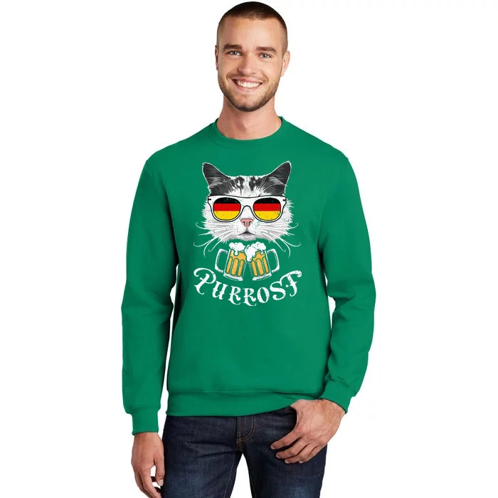 Funny Oktoberfest Cat Kitty Bavarian Drinking Beer Purrost Sweatshirt