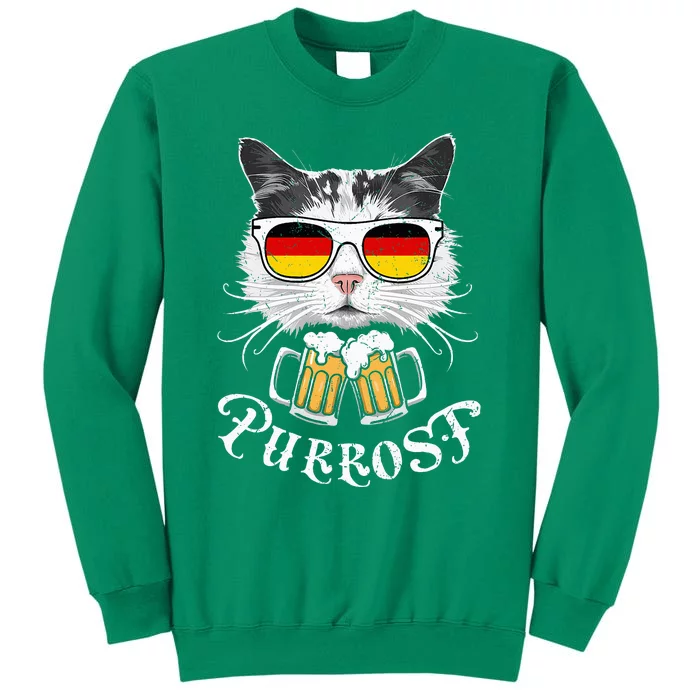 Funny Oktoberfest Cat Kitty Bavarian Drinking Beer Purrost Sweatshirt