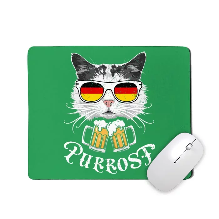 Funny Oktoberfest Cat Kitty Bavarian Drinking Beer Purrost Mousepad