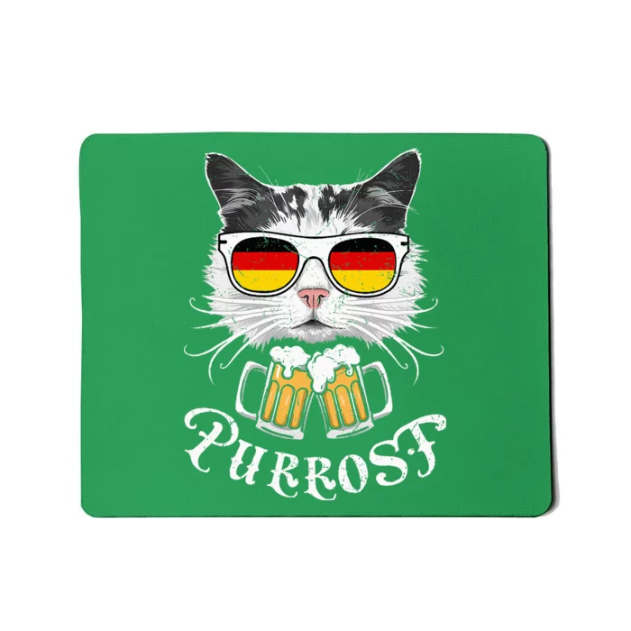 Funny Oktoberfest Cat Kitty Bavarian Drinking Beer Purrost Mousepad