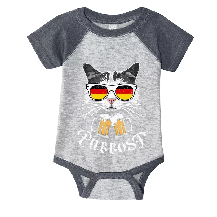 Funny Oktoberfest Cat Kitty Bavarian Drinking Beer Purrost Infant Baby Jersey Bodysuit