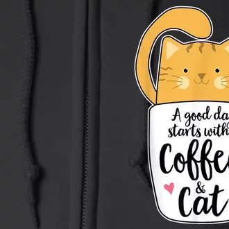 Funny Orange Cat Coffee Mug Cat Lover Full Zip Hoodie