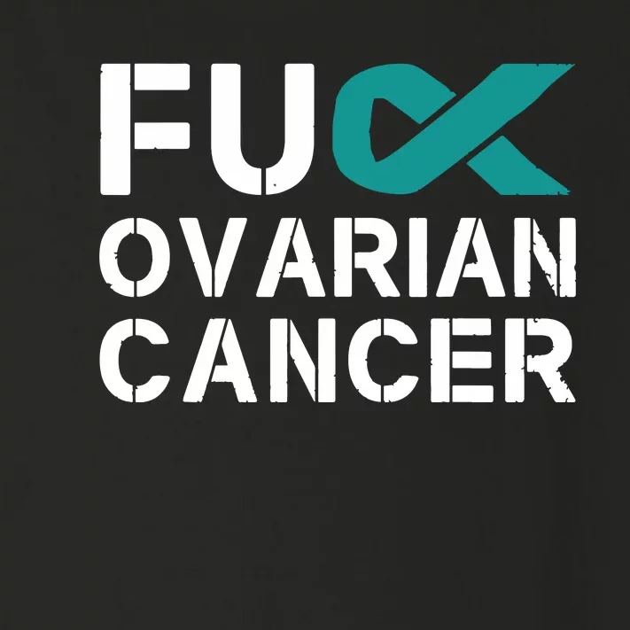 Fuck Ovarian Cancer Awareness Teal Ribbon Warrior Survivor Toddler Long Sleeve Shirt