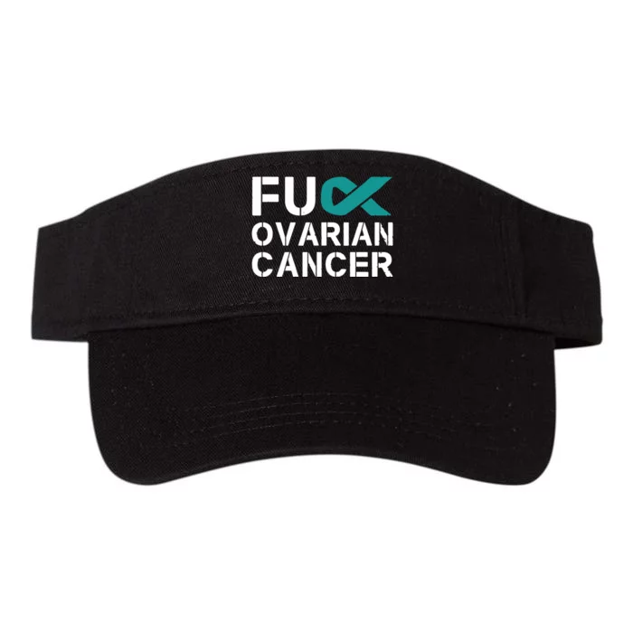 Fuck Ovarian Cancer Awareness Teal Ribbon Warrior Survivor Valucap Bio-Washed Visor