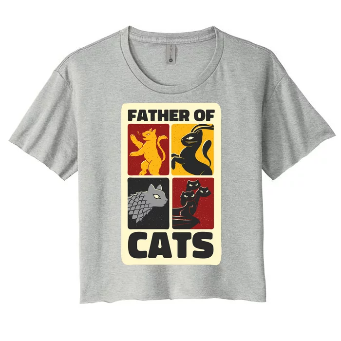 Father Of Cats Funny Women's Crop Top Tee