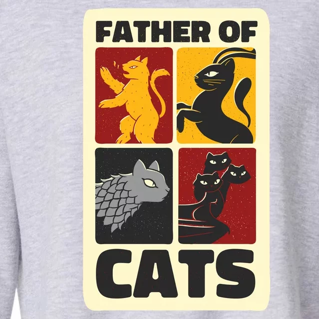 Father Of Cats Funny Cropped Pullover Crew