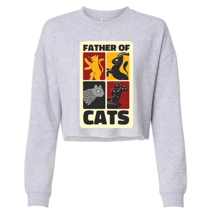 Father Of Cats Funny Cropped Pullover Crew