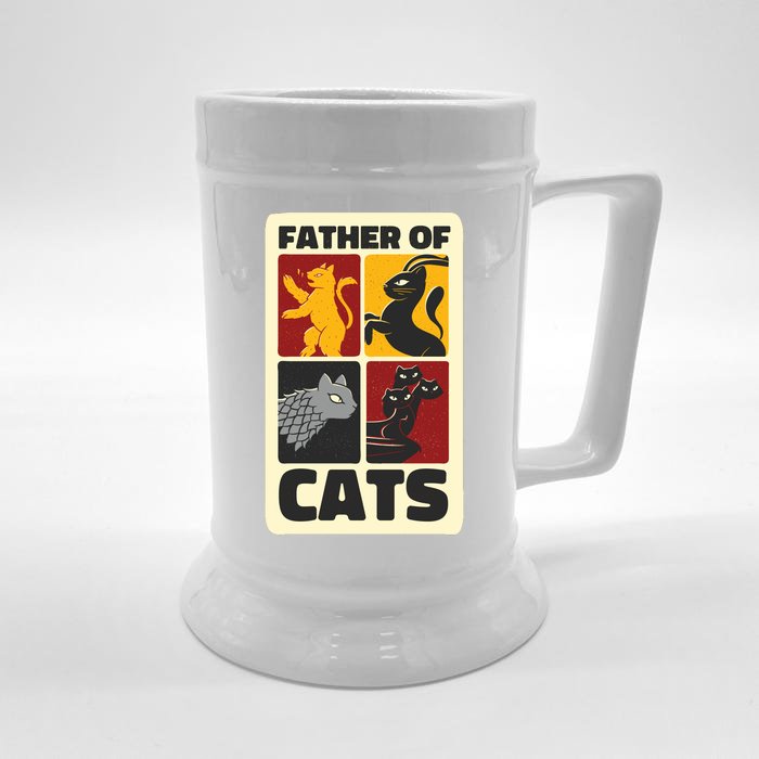 Father Of Cats Funny Front & Back Beer Stein