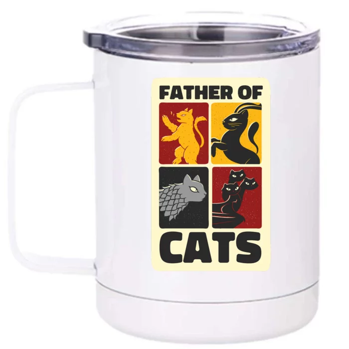 Father Of Cats Funny Front & Back 12oz Stainless Steel Tumbler Cup