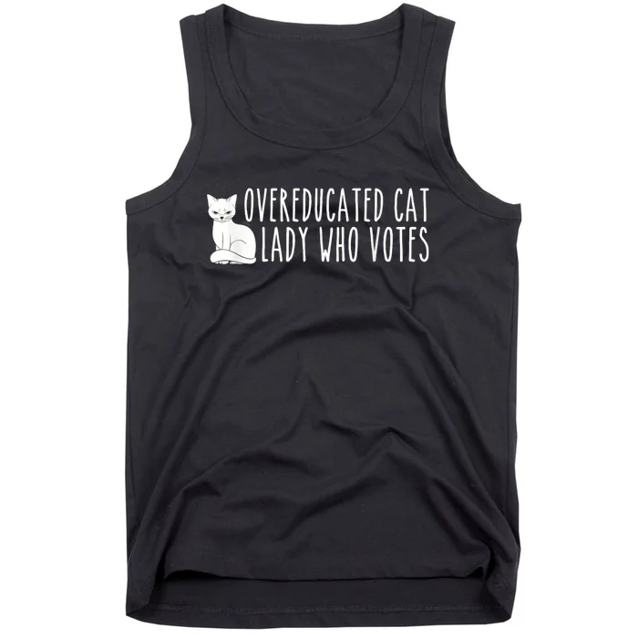 Funny Overeducated Cat Lady Who Votes For Kamala Harris 2024 Tank Top