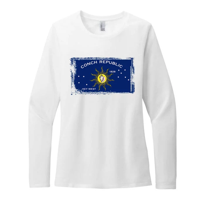 Flag Of Conch Republic Funny Key West Florida Womens CVC Long Sleeve Shirt