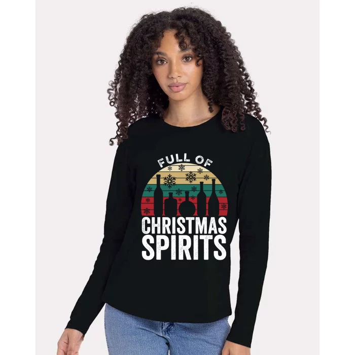 Full Of Christmas Spirit Ugly Xmas Alcohol Gift Womens Cotton Relaxed Long Sleeve T-Shirt