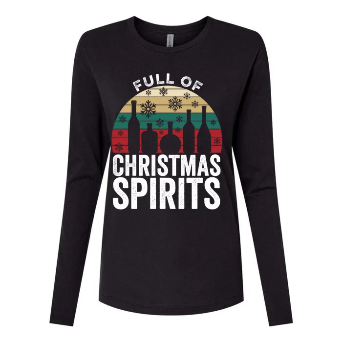 Full Of Christmas Spirit Ugly Xmas Alcohol Gift Womens Cotton Relaxed Long Sleeve T-Shirt