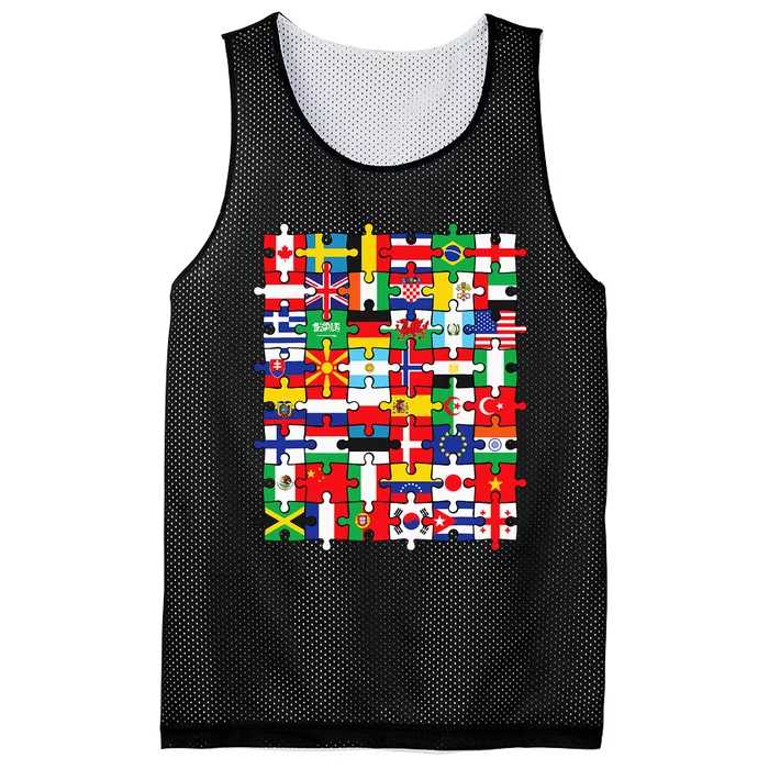 Flags of Countries of the World international flag puzzle Mesh Reversible Basketball Jersey Tank