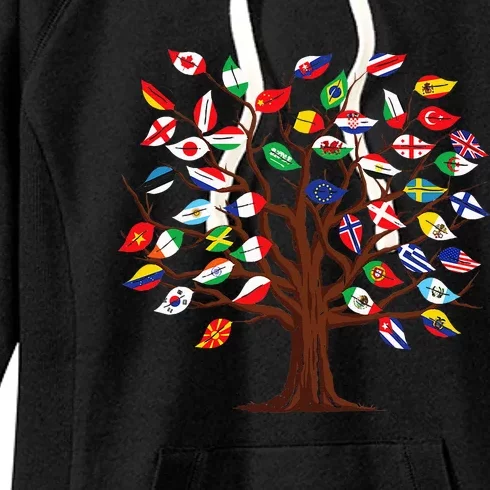 Flags of Countries of the World international flag tree Women's Fleece Hoodie