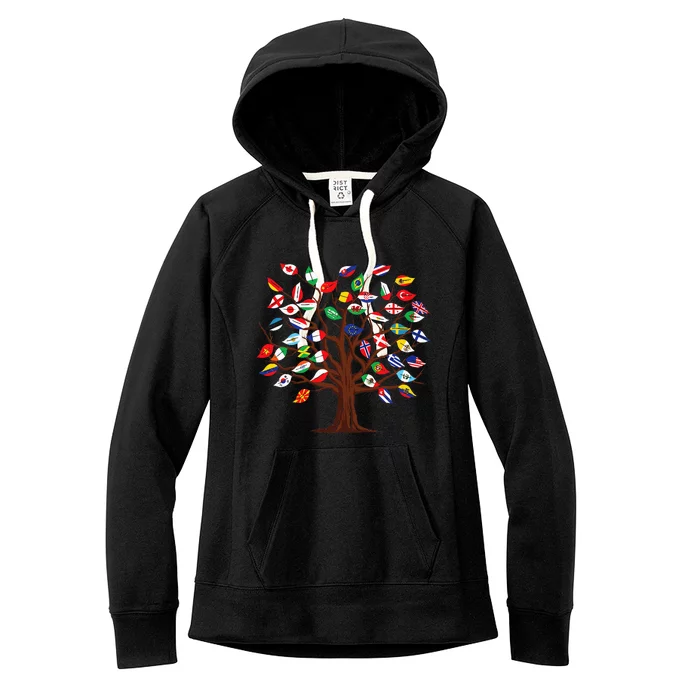 Flags of Countries of the World international flag tree Women's Fleece Hoodie