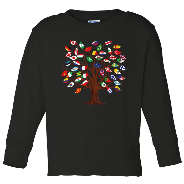 Flags of Countries of the World international flag tree Toddler Long Sleeve Shirt