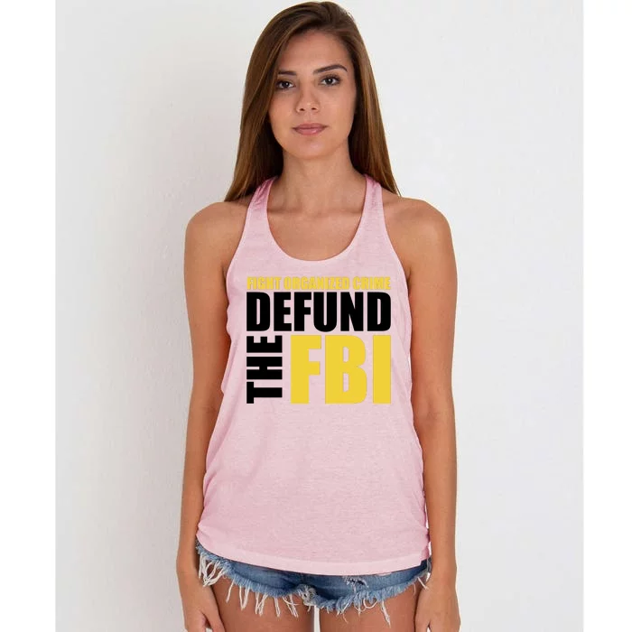 Fight Organized Crime Defund The FBI Women's Knotted Racerback Tank