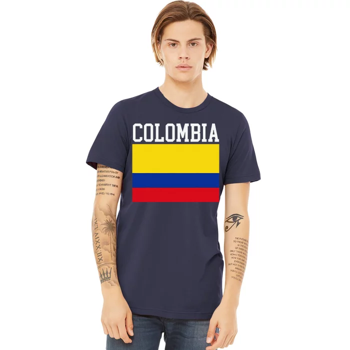 Flag Of Colombia Sports Athletics Left Side Premium T-Shirt