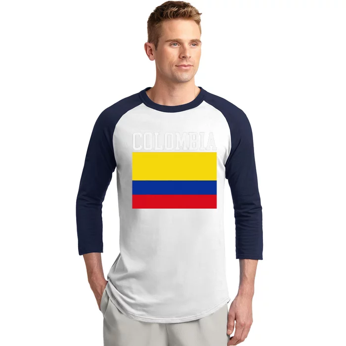 Flag Of Colombia Sports Athletics Left Side Baseball Sleeve Shirt