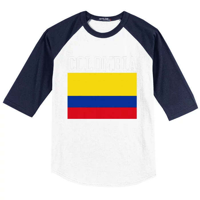 Flag Of Colombia Sports Athletics Left Side Baseball Sleeve Shirt