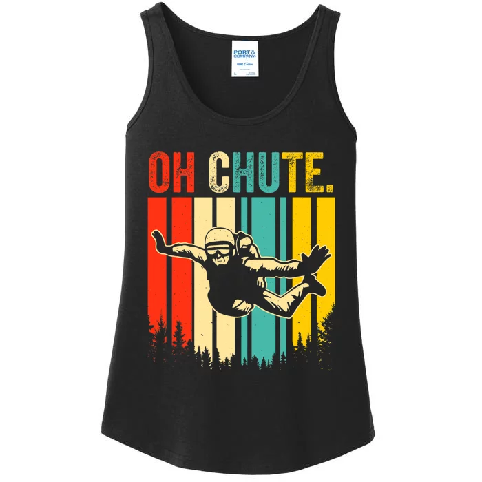 Funny Oh Chute Skydiving Skydive Sky Diving Skydiver Ladies Essential Tank