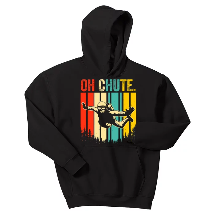 Funny Oh Chute Skydiving Skydive Sky Diving Skydiver Kids Hoodie