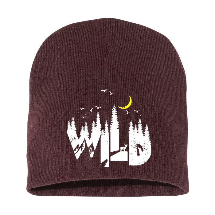 Family Outdoor Camping Trip Wildlife Camp Short Acrylic Beanie