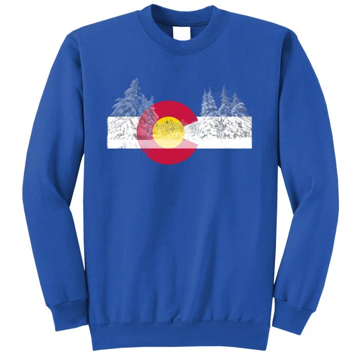 Flag Of Colorado Gift Mountain Ski Skiing Outdoors Gift Tall Sweatshirt