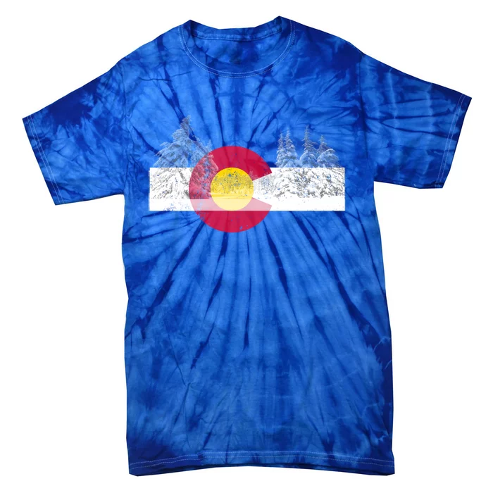 Flag Of Colorado Gift Mountain Ski Skiing Outdoors Gift Tie-Dye T-Shirt