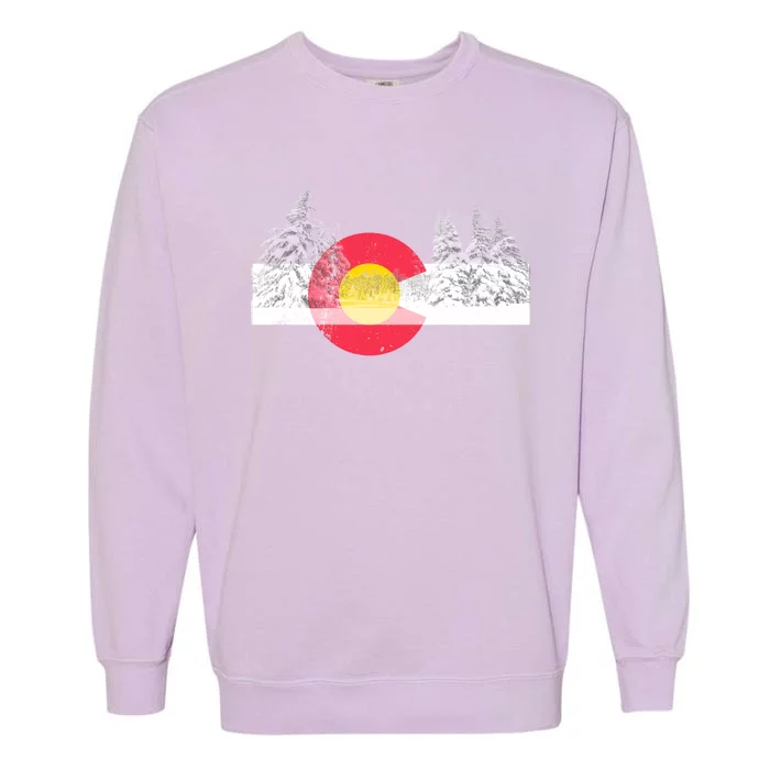 Flag Of Colorado Gift Mountain Ski Skiing Outdoors Gift Garment-Dyed Sweatshirt