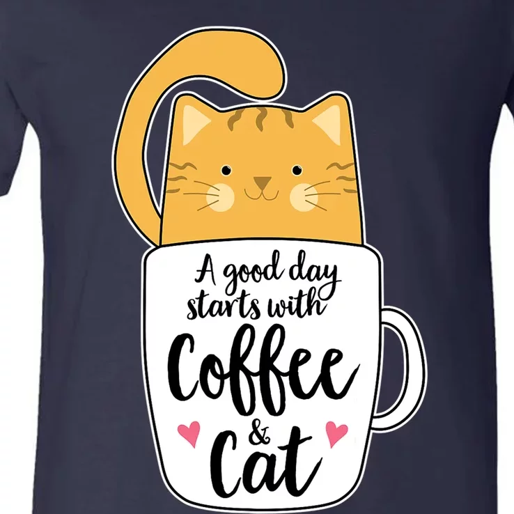 Funny Orange Cat Coffee Mug Cat Lover V-Neck T-Shirt