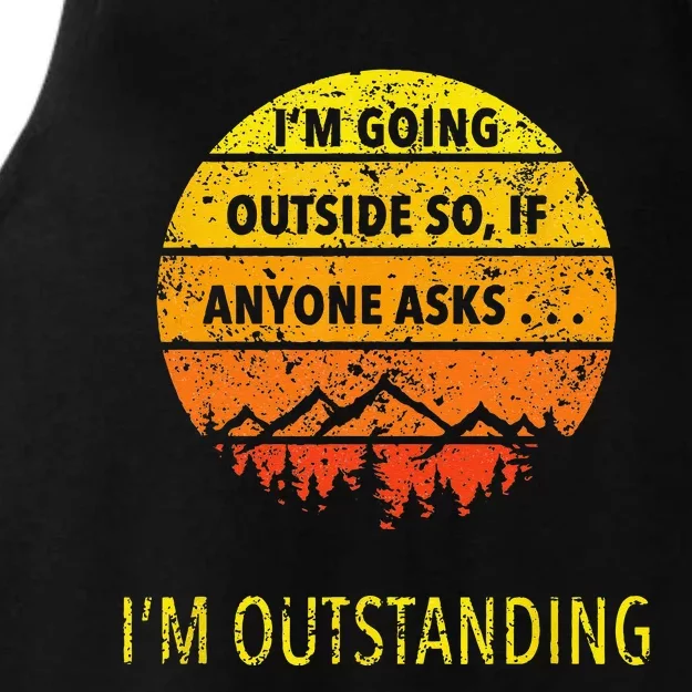 Funny Outdoor Dad Joke Pun Im Outstanding Ladies Tri-Blend Wicking Tank