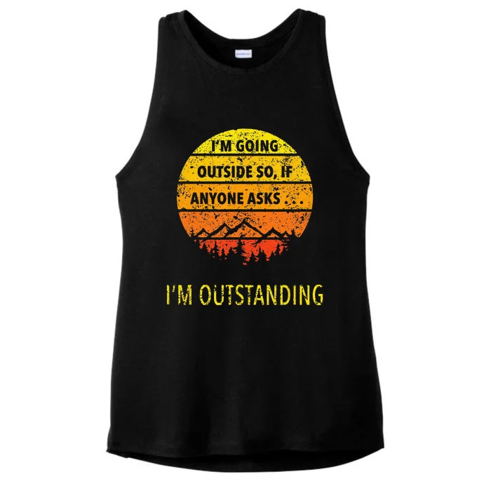 Funny Outdoor Dad Joke Pun Im Outstanding Ladies Tri-Blend Wicking Tank