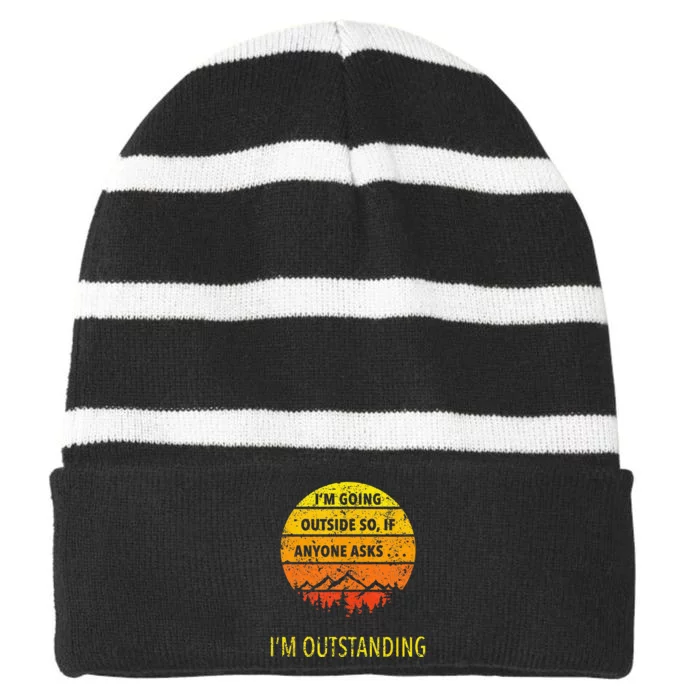 Funny Outdoor Dad Joke Pun Im Outstanding Striped Beanie with Solid Band