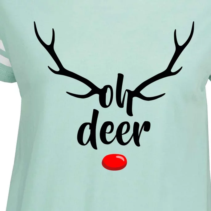 Funny Oh Deer Rudolph Reindeer Christmas Antlers Cool Gift Enza Ladies Jersey Football T-Shirt