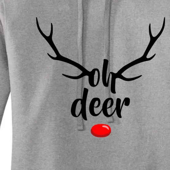 Funny Oh Deer Rudolph Reindeer Christmas Antlers Cool Gift Women's Pullover Hoodie