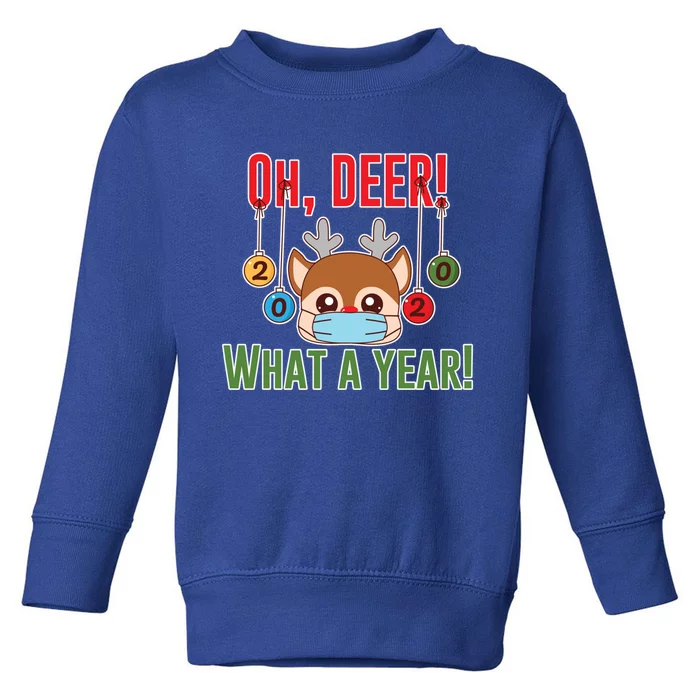 Funny Oh Deer What A Year Christmas Xmas Ugly Cute Reindeer Gift Toddler Sweatshirt