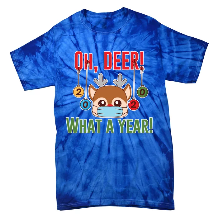 Funny Oh Deer What A Year Christmas Xmas Ugly Cute Reindeer Gift Tie-Dye T-Shirt